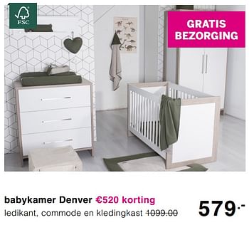 Promoties Babykamer denver ledikant, commode en kledingkast - Huismerk - Baby & Tiener Megastore - Geldig van 03/05/2020 tot 09/05/2020 bij Baby & Tiener Megastore