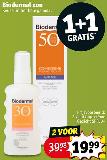 Promoties Anti age crème gezicht spf50+ - Biodermal - Geldig van 05/05/2020 tot 10/05/2020 bij Kruidvat