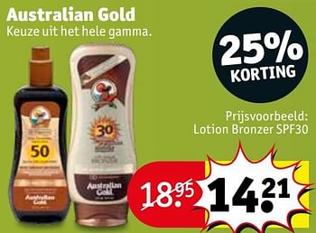 Promoties Lotion bronzer spf30 - Australian Gold - Geldig van 05/05/2020 tot 10/05/2020 bij Kruidvat