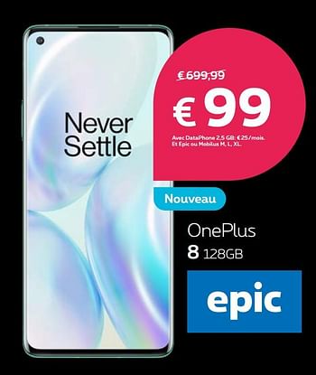 Promotions Oneplus 8 128gb - OnePlus - Valide de 04/05/2020 à 19/05/2020 chez Proximus