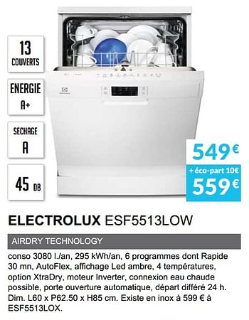 Promoties Lave-vaisselle electrolux esf5513low - Electrolux - Geldig van 01/04/2020 tot 30/09/2020 bij Copra