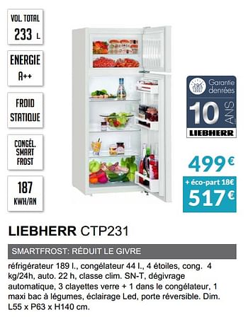 Promotions Réfrigérateur liebherr ctp231 - Liebherr - Valide de 01/04/2020 à 30/09/2020 chez Copra