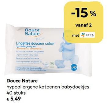 Promoties Douce nature hypoallergene katoenen babydoekjes - Douce Nature - Geldig van 06/05/2020 tot 02/06/2020 bij Bioplanet