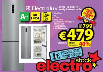 Promotions Electrolux combi koelkast - réfrigérateur combi en3484mox - Electrolux - Valide de 10/05/2020 à 20/05/2020 chez ElectroStock