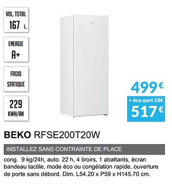 Promoties Congélateur beko rfse200t20w - Beko - Geldig van 01/04/2020 tot 30/09/2020 bij Copra
