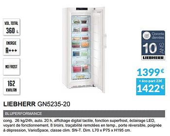 Promotions Congélateur liebherr gn5235-20 - Liebherr - Valide de 01/04/2020 à 30/09/2020 chez Copra