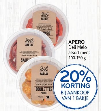 Promoties Apero deli melo 20% korting bij aankoop van 1 bakje - Déli Mélo - Geldig van 20/05/2020 tot 02/06/2020 bij Alvo