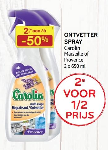 Promoties Ontvetter spray carolin 2e voor 1-2 prijs - Carolin - Geldig van 20/05/2020 tot 02/06/2020 bij Alvo