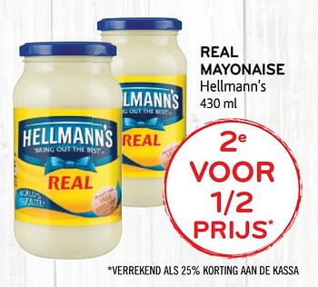 Promoties Real mayonaise hellmann`s 2e voor 1-2 prijs - Hellmann's - Geldig van 20/05/2020 tot 02/06/2020 bij Alvo