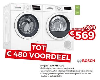 Promoties Bosch droogkast - bowtm852k1fg - Bosch - Geldig van 07/05/2020 tot 30/06/2020 bij Exellent