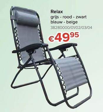 Promoties Relax grijs - rood - zwart blauw - beige - Huismerk - Euroshop - Geldig van 18/05/2020 tot 14/06/2020 bij Euro Shop
