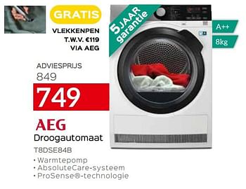 Promoties Aeg droogautomaat t8dse84b - AEG - Geldig van 07/05/2020 tot 30/06/2020 bij Selexion