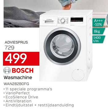 Promoties Bosch wasmachine wan282b0fg - Bosch - Geldig van 07/05/2020 tot 30/06/2020 bij Selexion