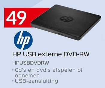 Promoties Hp usb externe dvd-rw hpusbdvdrw - HP - Geldig van 07/05/2020 tot 30/06/2020 bij Selexion