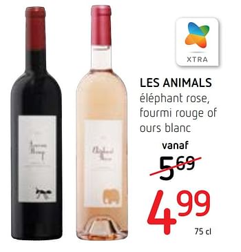Promoties Les animals éléphant rose fourmi rouge of ours blanc - Rode wijnen - Geldig van 21/05/2020 tot 03/06/2020 bij Spar (Colruytgroup)