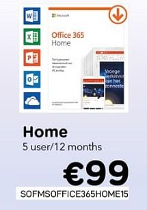 Promotions Office 365 home - Microsoft - Valide de 04/05/2020 à 31/05/2020 chez Compudeals