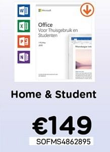 Promotions Office home + student - Microsoft - Valide de 04/05/2020 à 31/05/2020 chez Compudeals