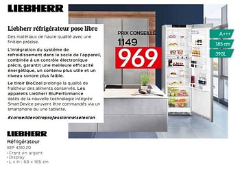 Promoties Liebherr réfrigérateur pose libre - Liebherr - Geldig van 07/05/2020 tot 30/06/2020 bij Selexion
