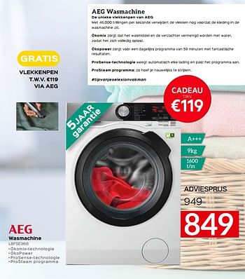 Promoties Aeg wasmachine l8fse96b - AEG - Geldig van 07/05/2020 tot 30/06/2020 bij Selexion