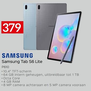 Promoties Samsung tab s6 lite p610 - Samsung - Geldig van 07/05/2020 tot 30/06/2020 bij Selexion