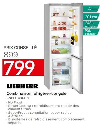 Promoties Liebherr combinaison réfrigérer-congeler cnpel 4813 21 - Liebherr - Geldig van 07/05/2020 tot 30/06/2020 bij Selexion
