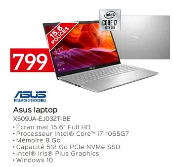 Promotions Asus laptop x509ja-ej032t-be - Asus - Valide de 07/05/2020 à 30/06/2020 chez Selexion