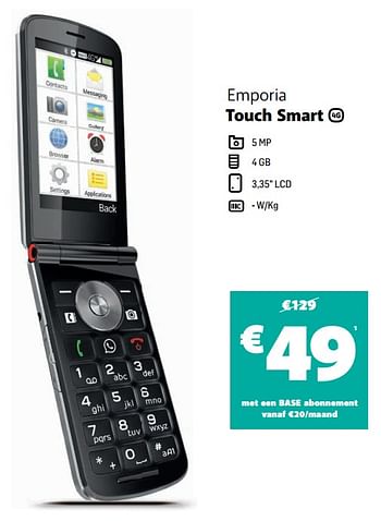 Promoties Emporia touch smart - Emporia - Geldig van 11/05/2020 tot 25/05/2020 bij Base