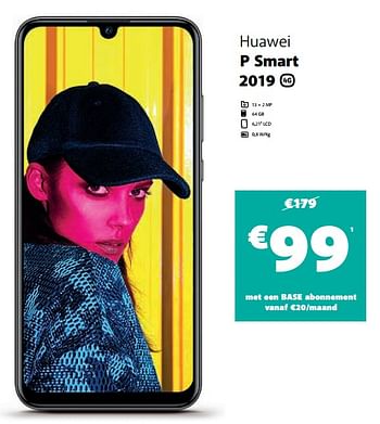 Promoties Huawei p smart 2019 - Huawei - Geldig van 11/05/2020 tot 25/05/2020 bij Base