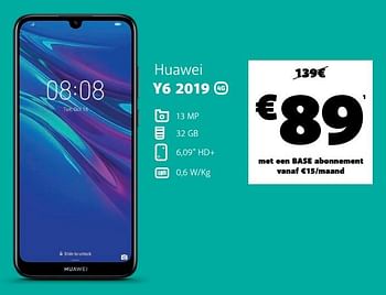 Promoties Huawei y6 2019 - Huawei - Geldig van 11/05/2020 tot 25/05/2020 bij Base