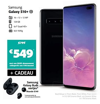 Promoties Samsung galaxy s10+ - Samsung - Geldig van 11/05/2020 tot 25/05/2020 bij Base