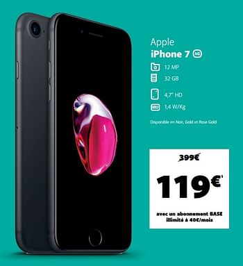 Promotions Apple iphone 7 - Apple - Valide de 11/05/2020 à 25/05/2020 chez Base