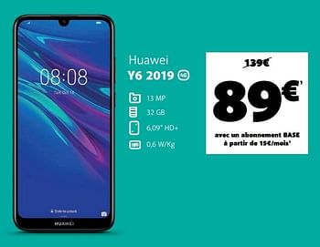 Promotions Huawei y6 2019 - Huawei - Valide de 11/05/2020 à 25/05/2020 chez Base