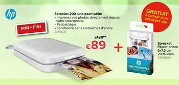 Promoties Hp sprocket 200 luna pearl white - HP - Geldig van 18/05/2020 tot 14/06/2020 bij Euro Shop