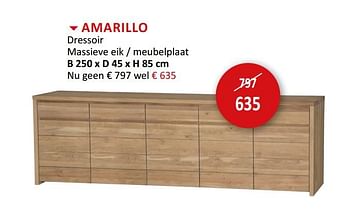 Promoties Amarillo dressoir massieve eik - meubelplaat - Huismerk - Weba - Geldig van 12/05/2020 tot 07/06/2020 bij Weba