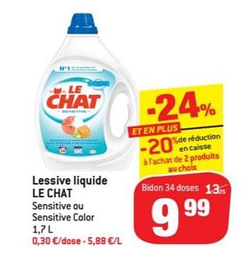 Promotion Match Lessive Liquide Le Chat Sensitive Ou Sensitive Color Le Chat Menage Valide Jusqua 4 Promobutler
