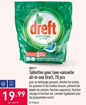 Promotions Tablettes pour lave-vaisselle all-in-one dreft - Dreft - Valide de 22/05/2020 à 29/05/2020 chez Aldi