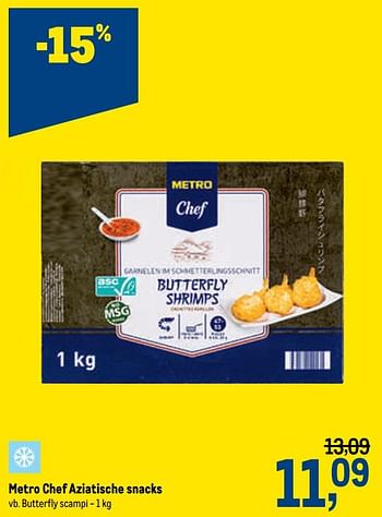 Promoties Metro chef aziatische snacks butterfly scampi - Huismerk - Makro - Geldig van 20/05/2020 tot 02/06/2020 bij Makro