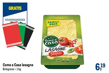 Promoties Come a casa lasagne - Come a Casa - Geldig van 20/05/2020 tot 02/06/2020 bij Makro