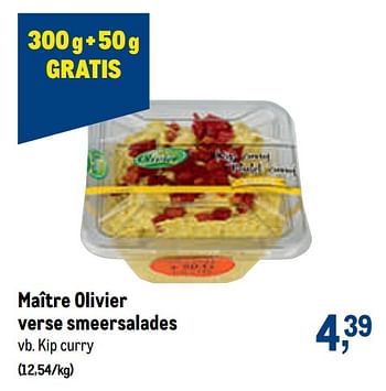 Promoties Maître olivier verse smeersalades kip curry - Maitre Olivier - Geldig van 20/05/2020 tot 02/06/2020 bij Makro