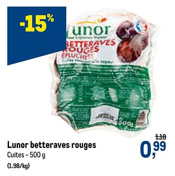 Promoties Lunor betteraves rouges - Lunor - Geldig van 20/05/2020 tot 02/06/2020 bij Makro