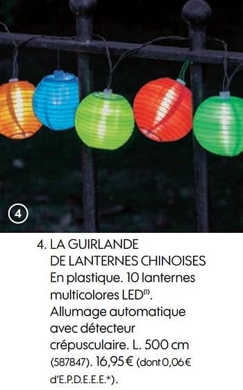 Promotions La guirlande de lanternes chinoises - Produit Maison - Truffaut - Valide de 06/03/2020 à 30/06/2020 chez Truffaut