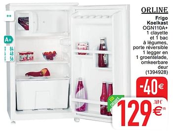 Promotions Orline frigo de table tafelkoelkast ogn110a+-3 - ORLINE - Valide de 19/05/2020 à 30/05/2020 chez Cora