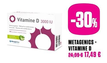 Promotions Metagenics - vitamine d - Metagenics - Valide de 25/05/2020 à 27/09/2020 chez Medi-Market