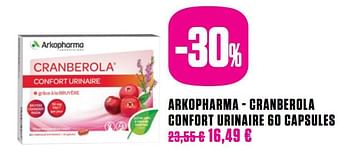 Promotions Arkopharma - cranberola confort urinaire 60 capsules - Arkopharma - Valide de 25/05/2020 à 27/09/2020 chez Medi-Market