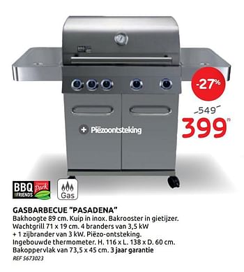 Promoties Gasbarbecue pasadena - BBQ & Friends  - Geldig van 20/05/2020 tot 01/06/2020 bij Brico
