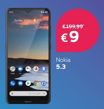 Promotions Nokia 5.3 - Nokia - Valide de 18/05/2020 à 01/06/2020 chez Proximus