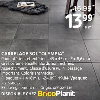 Promotions Carrelage sol olympia - Produit maison - Brico - Valide de 20/05/2020 à 01/06/2020 chez Brico