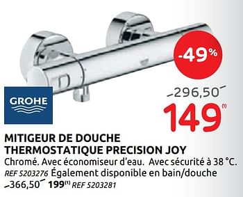 Promotions Mitigeur de douche thermostatique precision joy - Grohe - Valide de 20/05/2020 à 01/06/2020 chez Brico