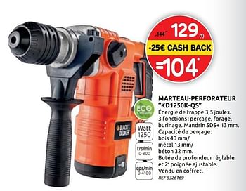 Promotions Black + decker marteau-perforateur kd1250k-qs - Black & Descker - Valide de 20/05/2020 à 01/06/2020 chez Brico