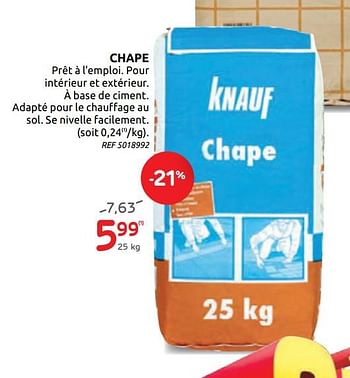 Promotions Chape knauf - Knauf - Valide de 20/05/2020 à 01/06/2020 chez Brico